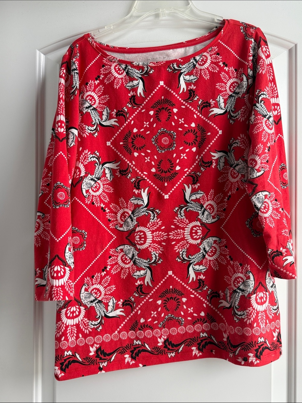 Talbots Red Bandana-Print Boatneck Tunic